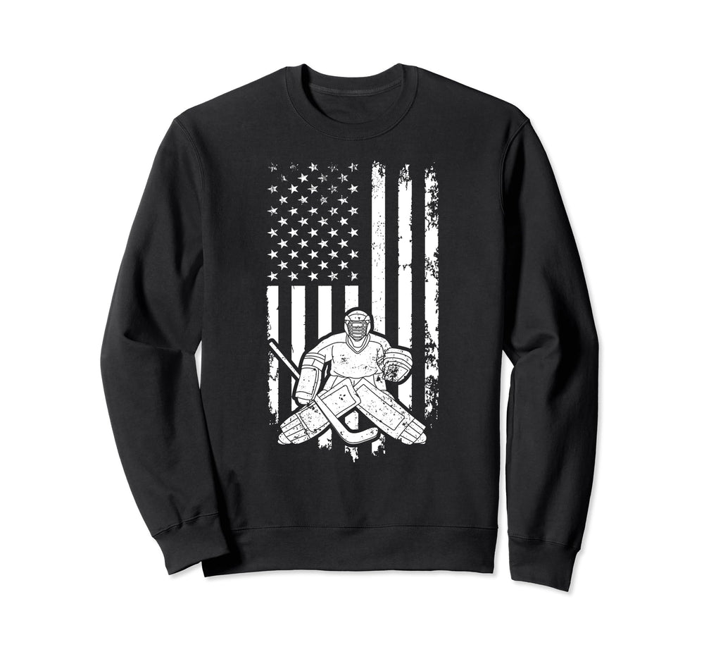 Ice Hockey Goalkeeper Us Flag Ice Sweatshirt - Trendy Graphic for Adults
