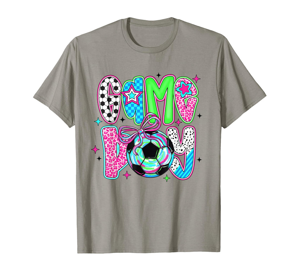 Game Day Soccer Bow Checkered T-Shirt - Casual Everyday Wear Men Women