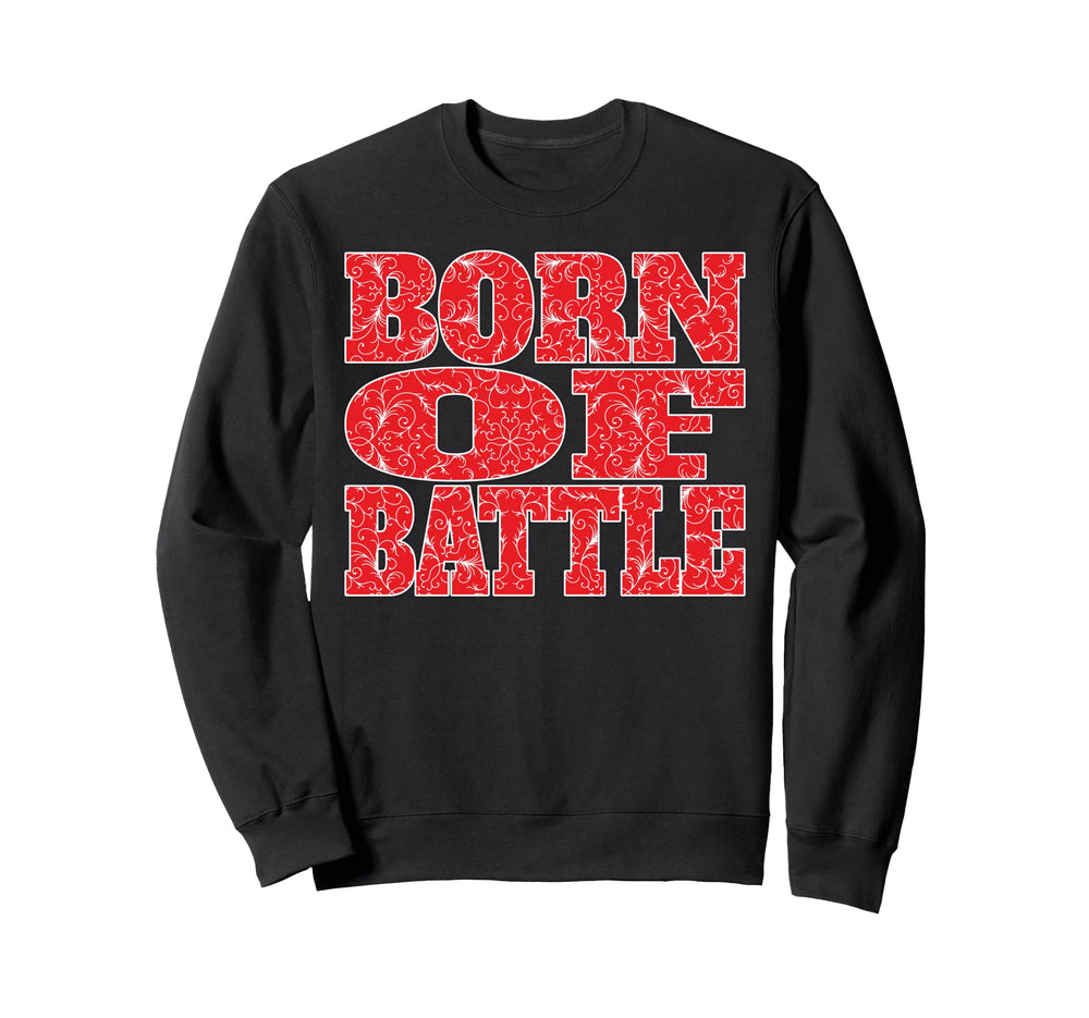 Born Battle Patterned Text Soccer Sweatshirt - Custom Art Print for Adults