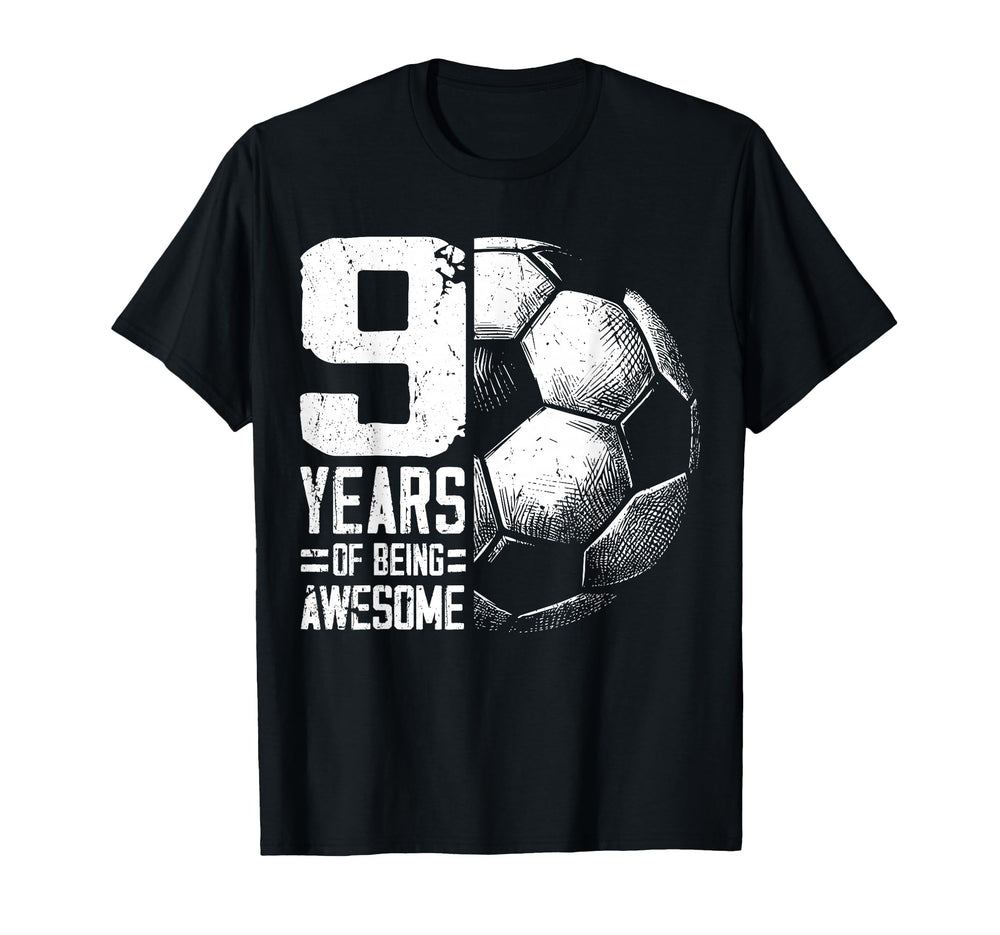 9Th Birthday Soccer Player Football 9 T-Shirt - Minimalist Print Unisex