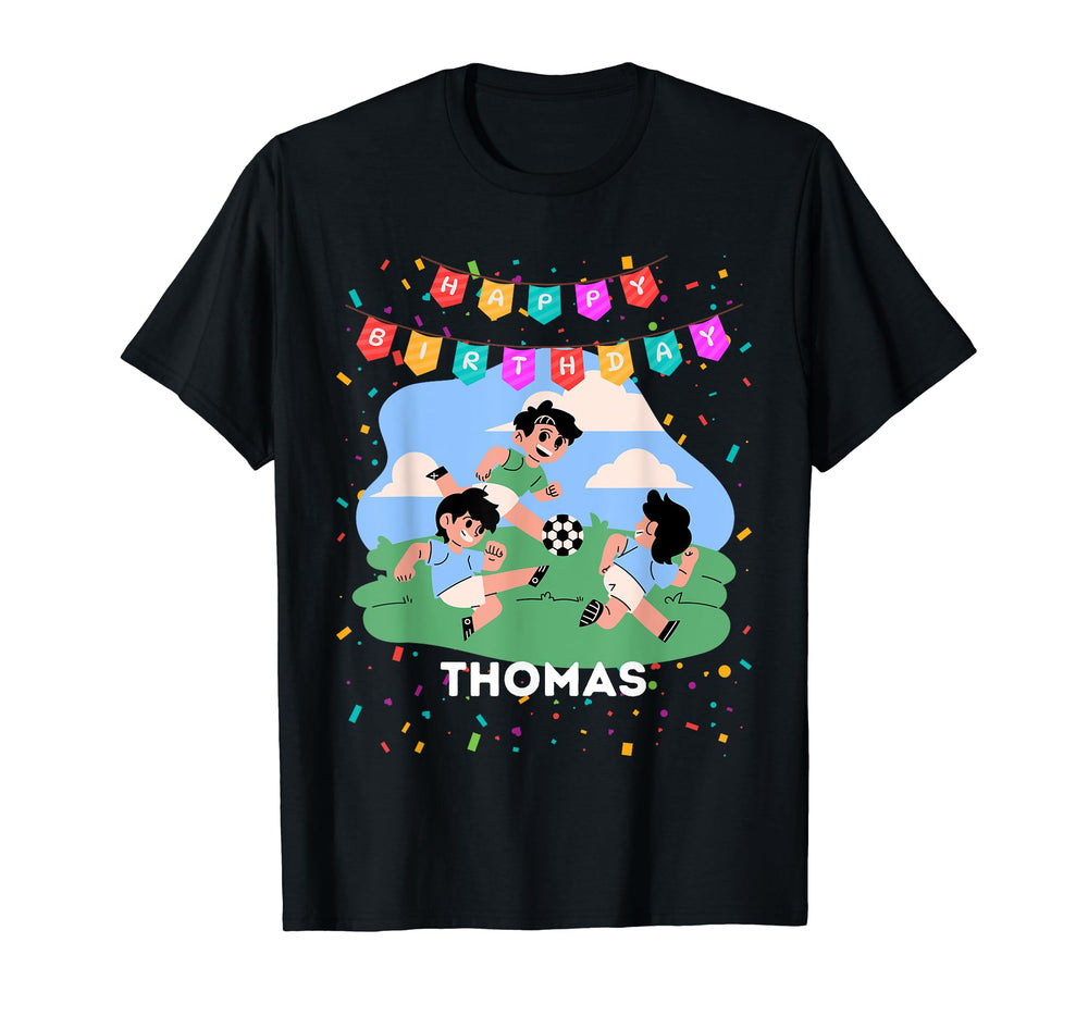 Birthday Thomas Soccer Theme Party T T-Shirt - Trendy Graphic Unisex