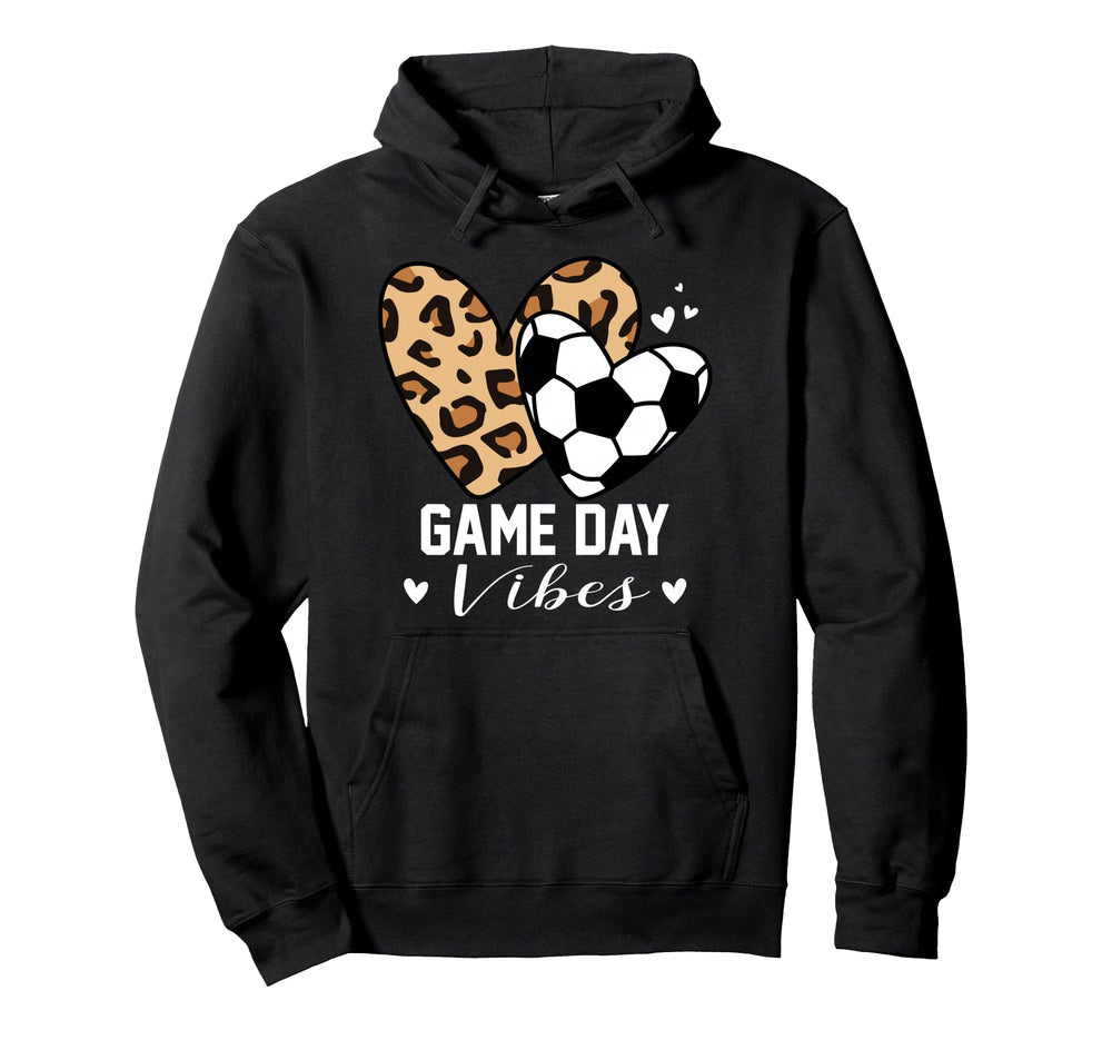 Game Day Vibes Funny Soccer Mom Leopard Hoodie - Trendy Graphic for Adults
