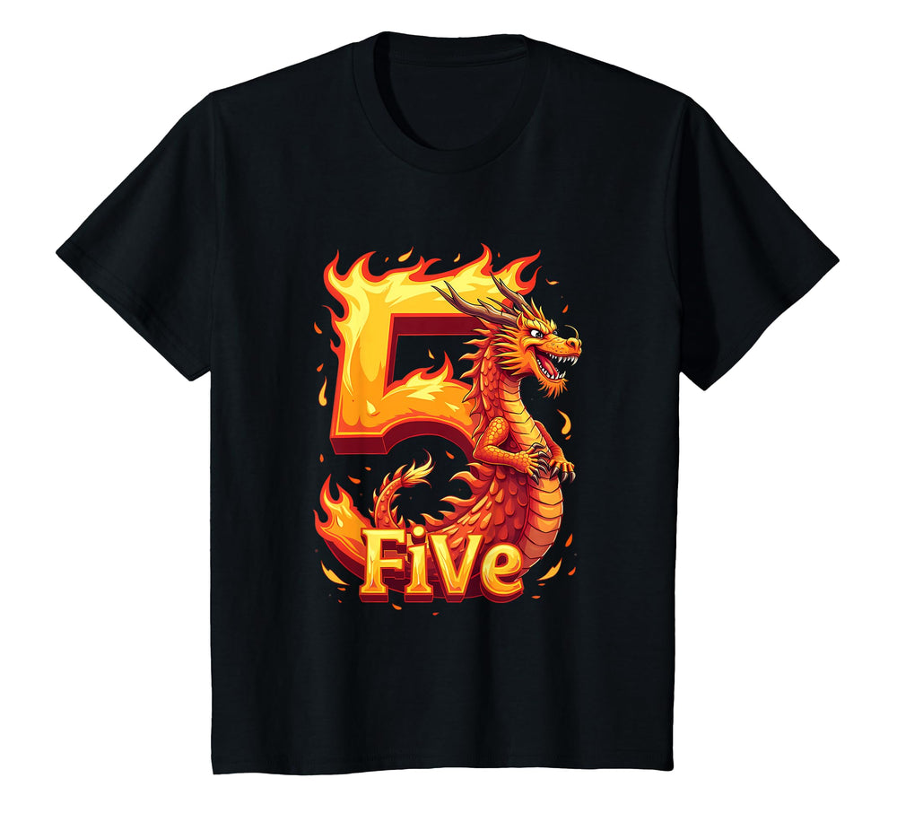 Turning 5 Years Old Birthday Dragon 5Th Bday T-Shirt - Graphic Print Unisex