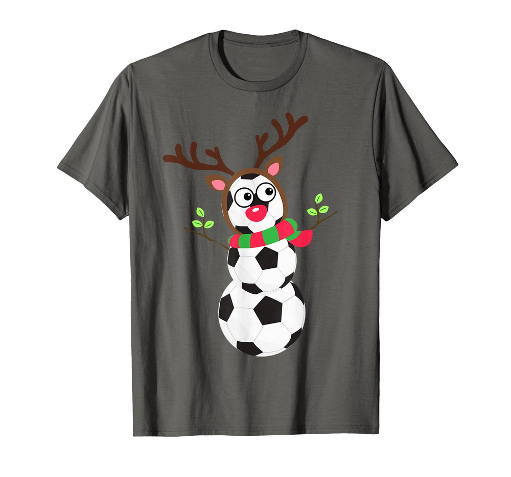 Soccer Balls Snowman Winter Sports T-Shirt - Novelty Apparel for Adults