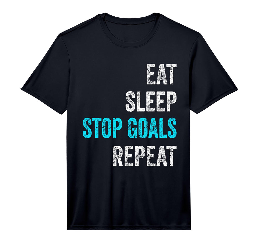 Funny Goalkeeper Eat Sleep Stop T-Shirt - Casual Everyday Wear for Adults