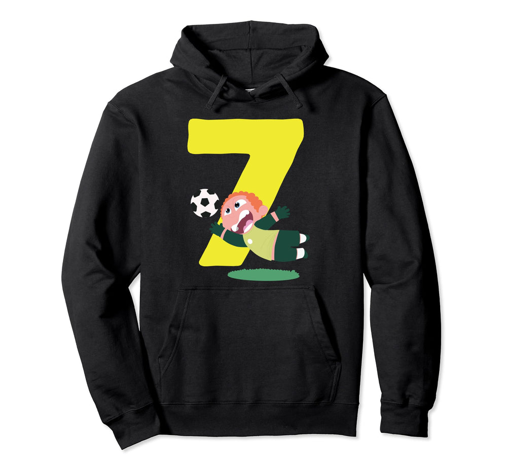 7Th Birthday 7 Years Soccer Football Hoodie - Graphic Print Men Women