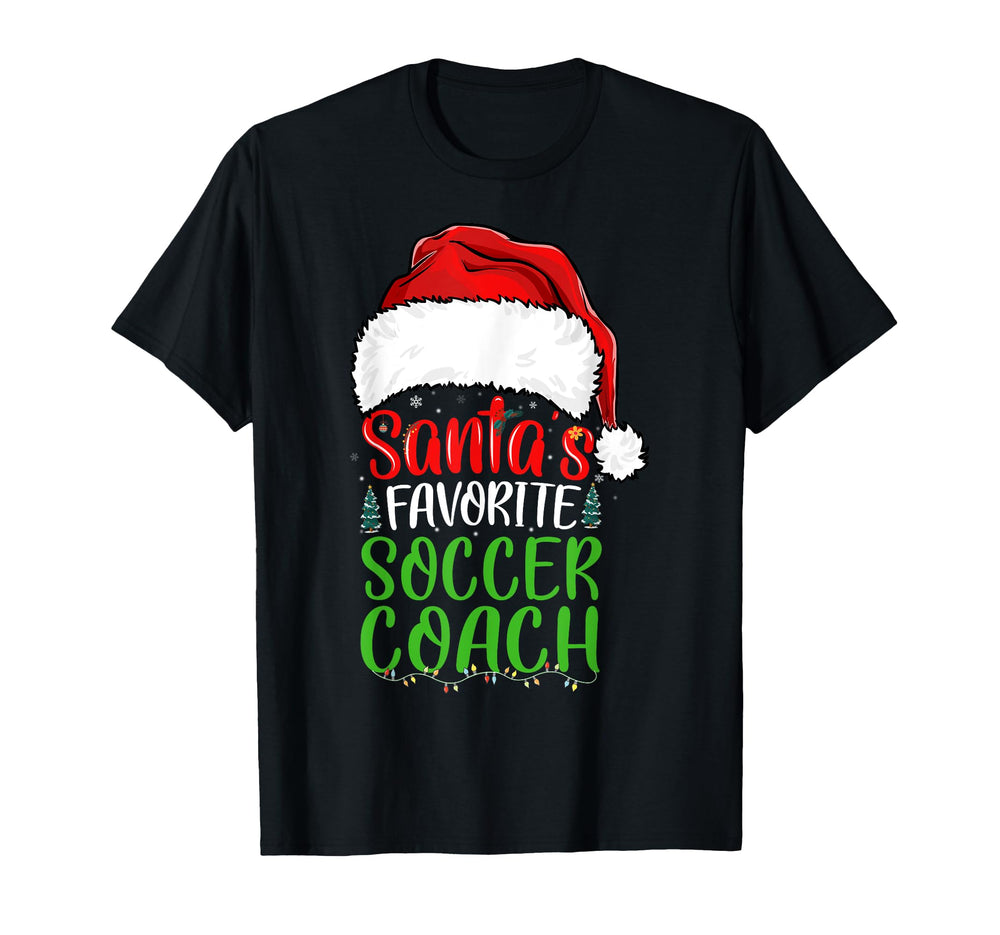 Santas Favorite Soccer Coach Funny T-Shirt - Unique Graphic for Adults