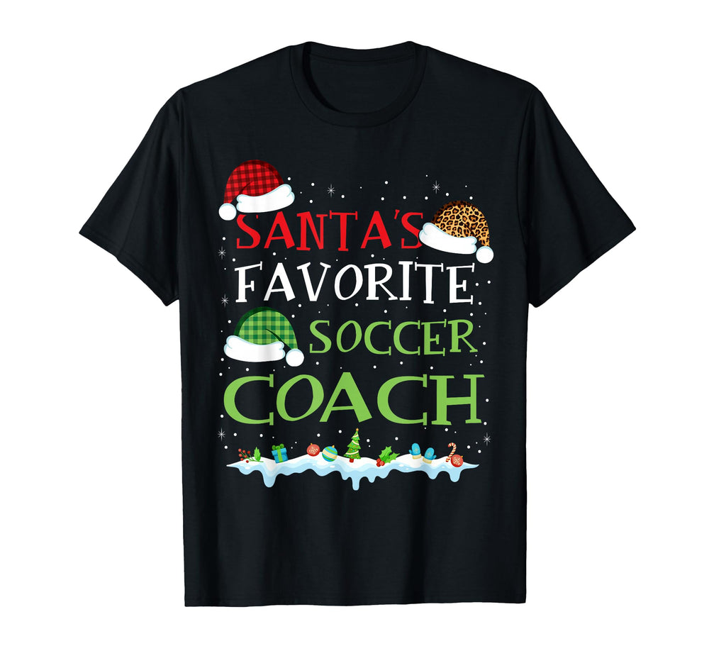 Santas Favorite Soccer Coach Fun T-Shirt - Casual Everyday Wear Men Women