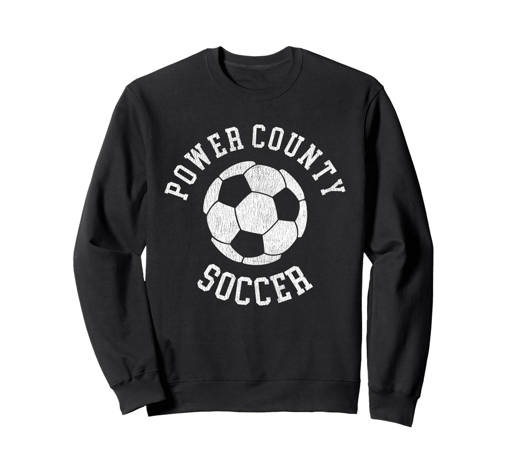 Power County Soccer Distressed 90S Sweatshirt - Minimalist Print for Adults