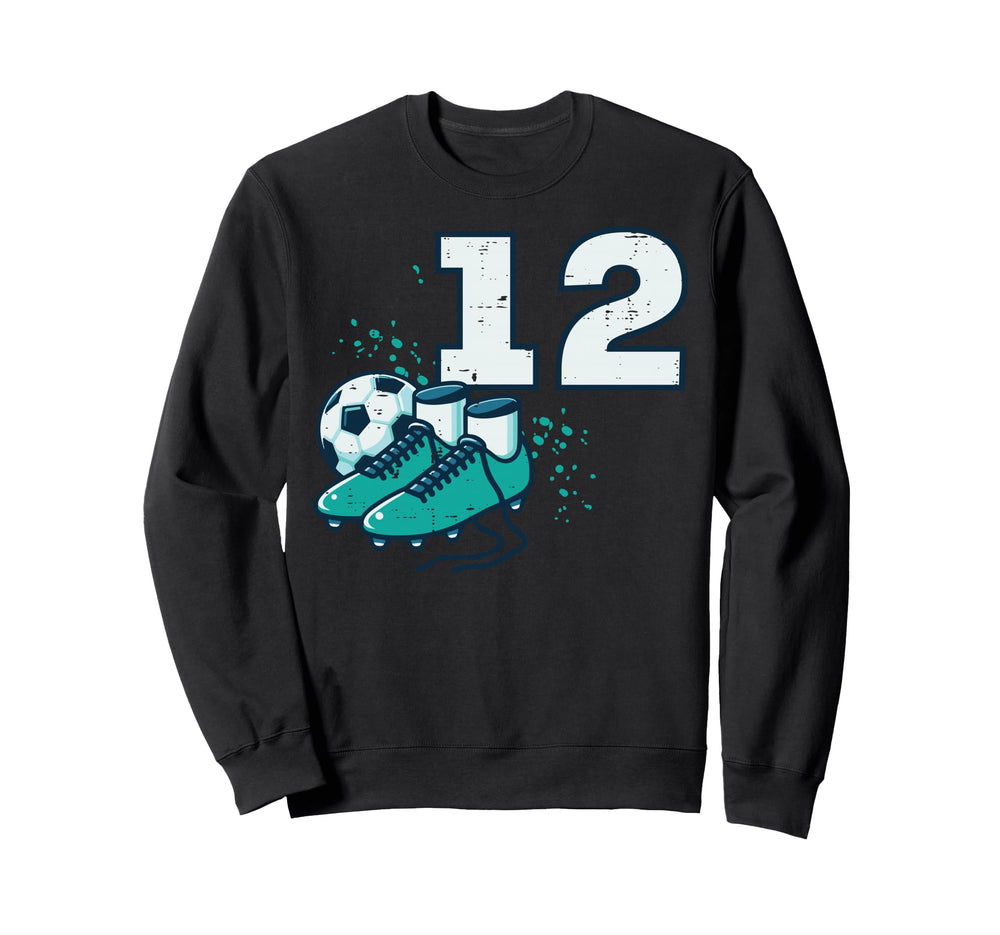 12Th Birthday Soccer Ball Shoes Sweatshirt - Novelty Apparel Unisex