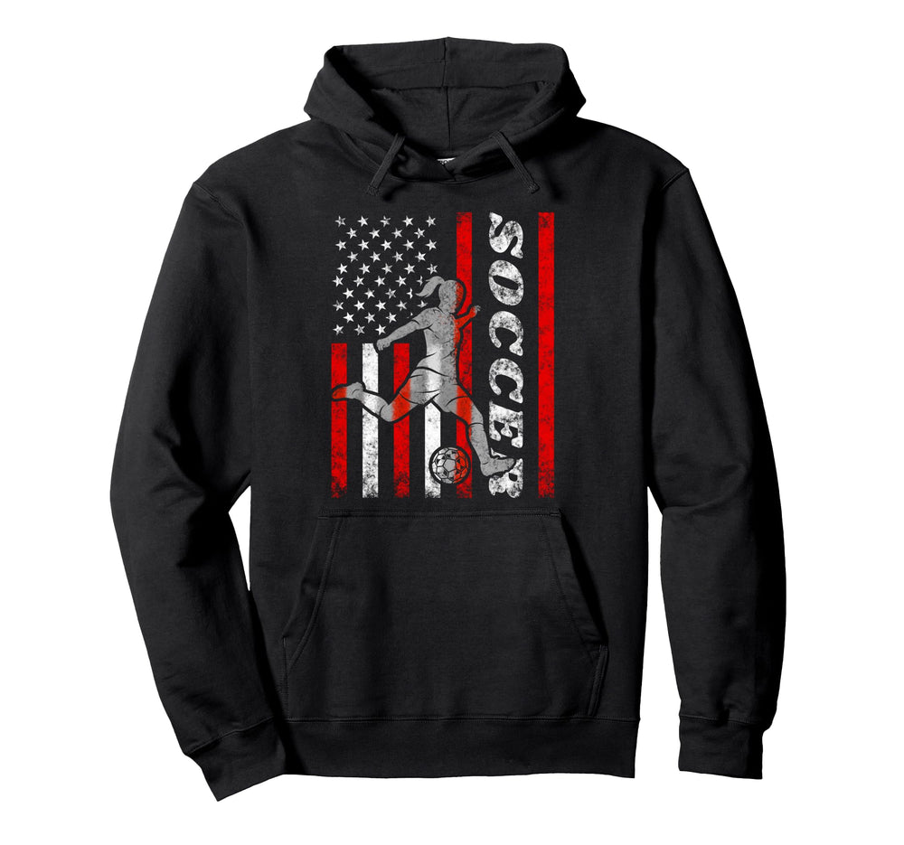 American Flag Soccer Player Usa Patriotic Hoodie - Unique Graphic Unisex