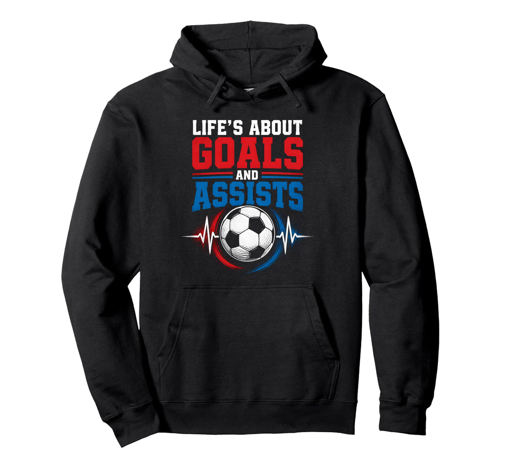 Life Goals Assists Soccer Heartbeat Fan Hoodie - Unique Graphic for Adults