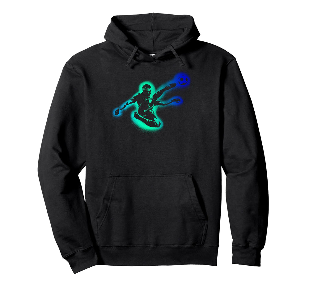 Colorful Soccer Bicycle Kick Splash Art Hoodie - Trendy Graphic Men Women
