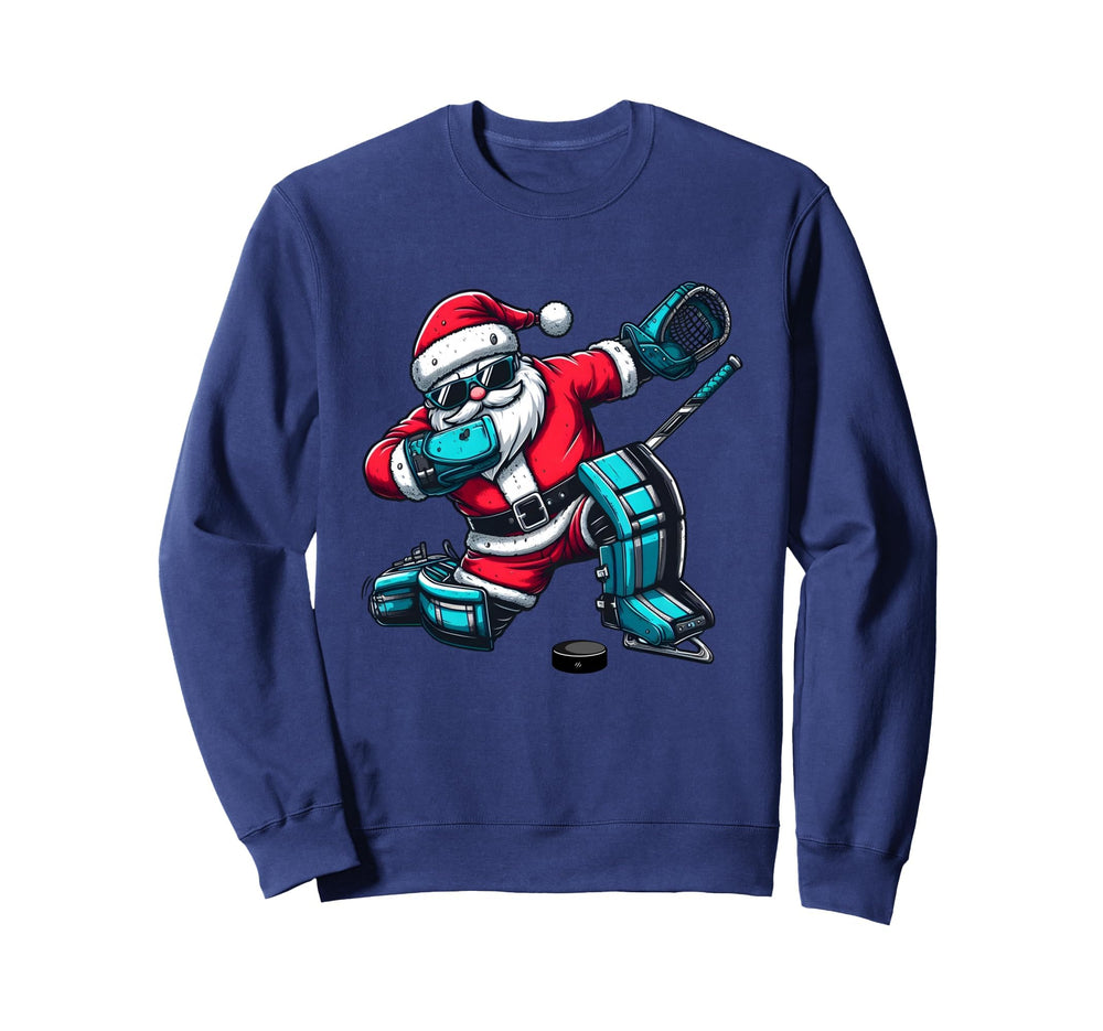 Santa Dabbing Hockey Goalie Sweatshirt - Fun Novelty Design Men Women