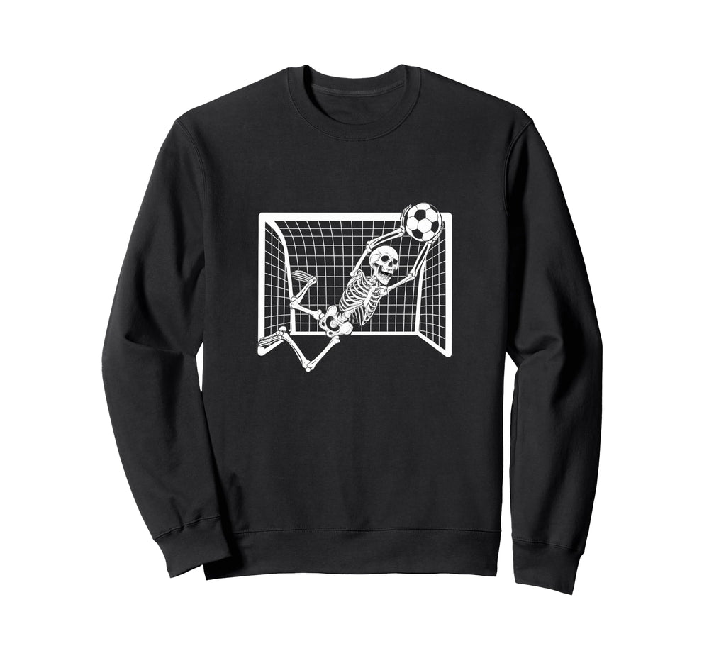 Skeleton Goalkeeper Soccer Halloween Sweatshirt - Graphic Print for Adults