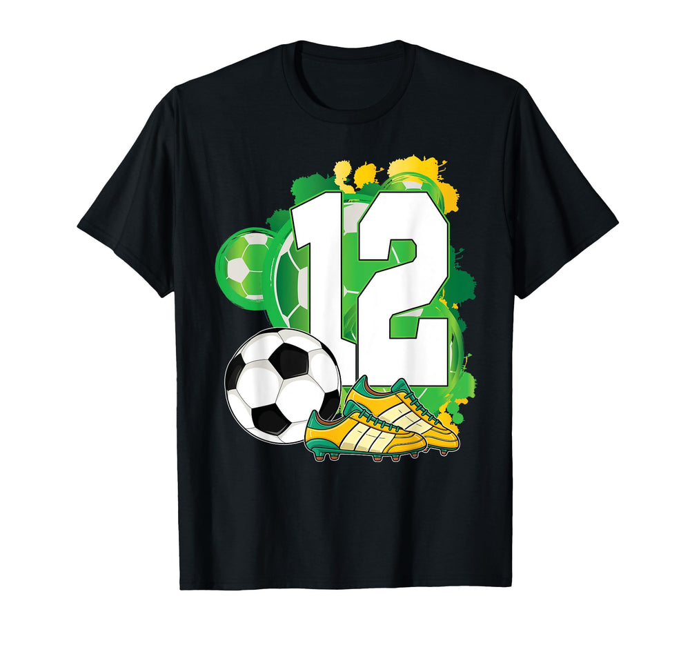 12Th Birthday Soccer Theme Party 12 T-Shirt - Custom Art Print Men Women