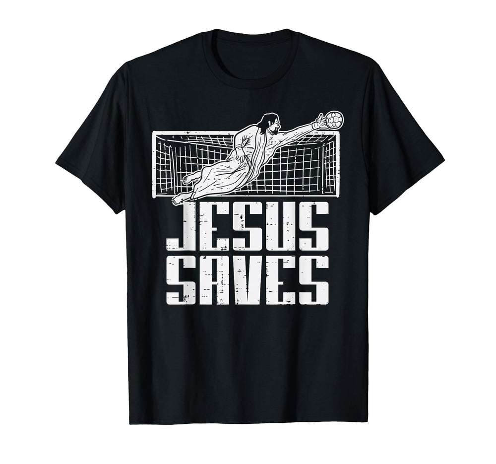 Jesus Saves Soccer Football T-Shirt - Fun Novelty Design for Adults