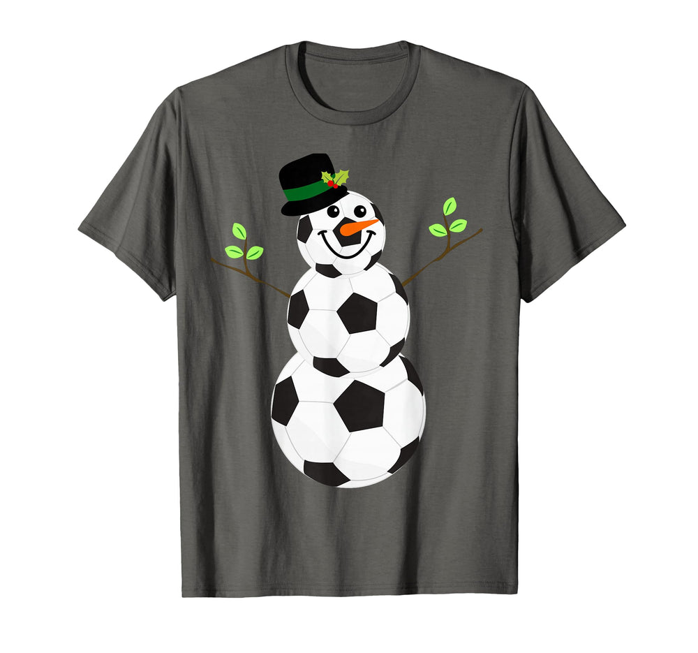 Soccer Balls Snowman Winter Sports T-Shirt - Fun Novelty Design Men Women