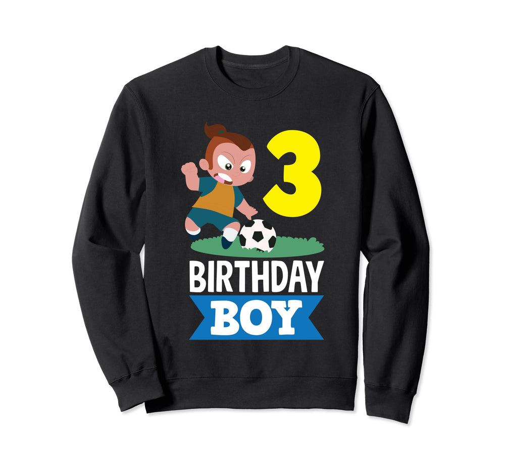 3Rd Birthday 3 Years Soccer Football Sweatshirt - Streetwear Style Unisex