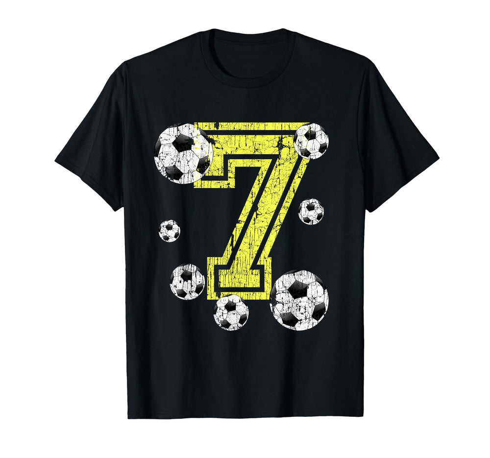 7Th Birthday Number 7 Soccer Fan Or T-Shirt - Minimalist Print Men Women