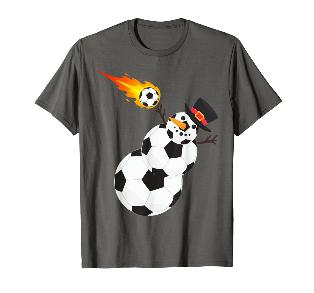 Soccer Balls Snowman Winter Sports Team T-Shirt - Unique Graphic Men Women