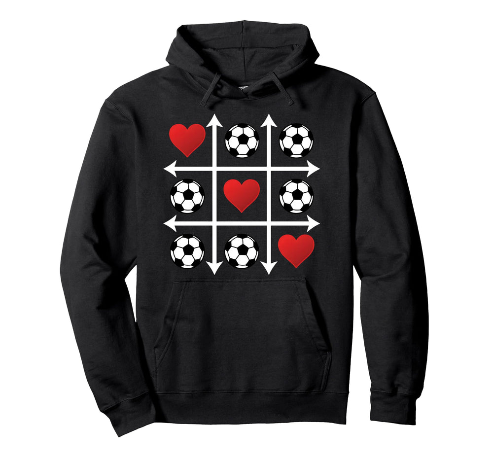 Soccer Valentine Heart Tic Tac Toe Love Hoodie - Unique Graphic Unisex