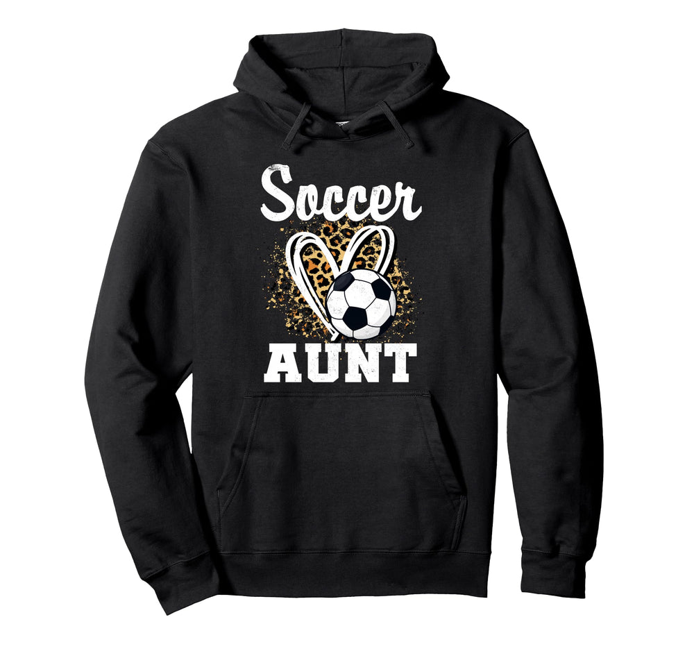 Soccer Aunt Leopard Heart Hoodie - Trendy Graphic for Adults