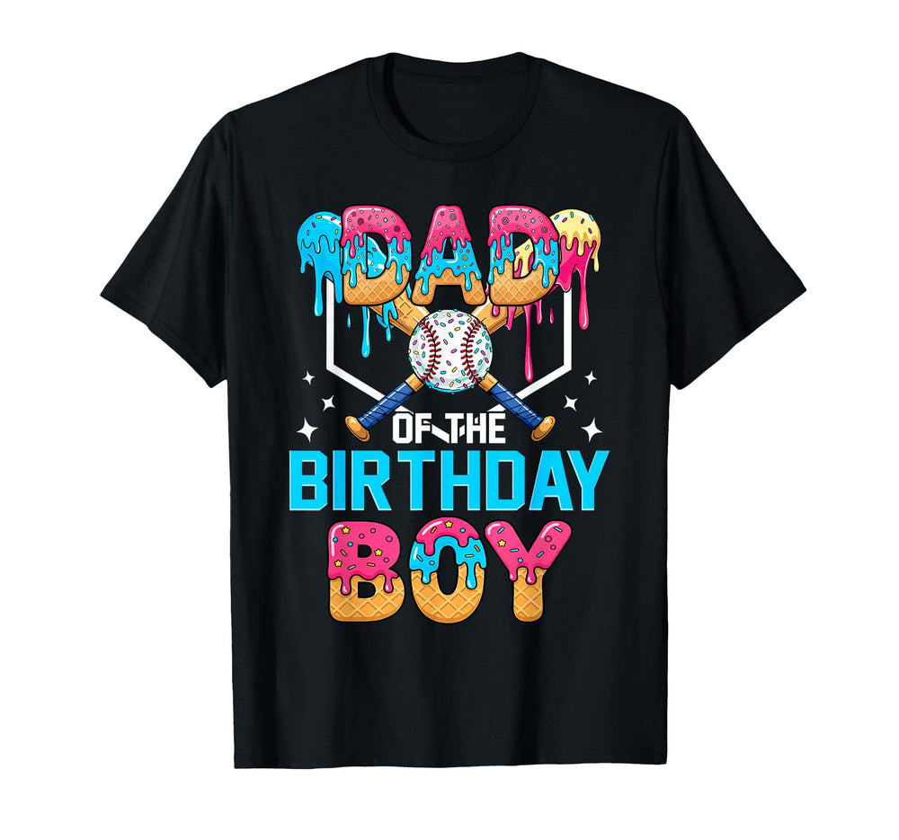 Dad Birthday Funny Baseball Ice Cream T-Shirt - Custom Art Print Unisex