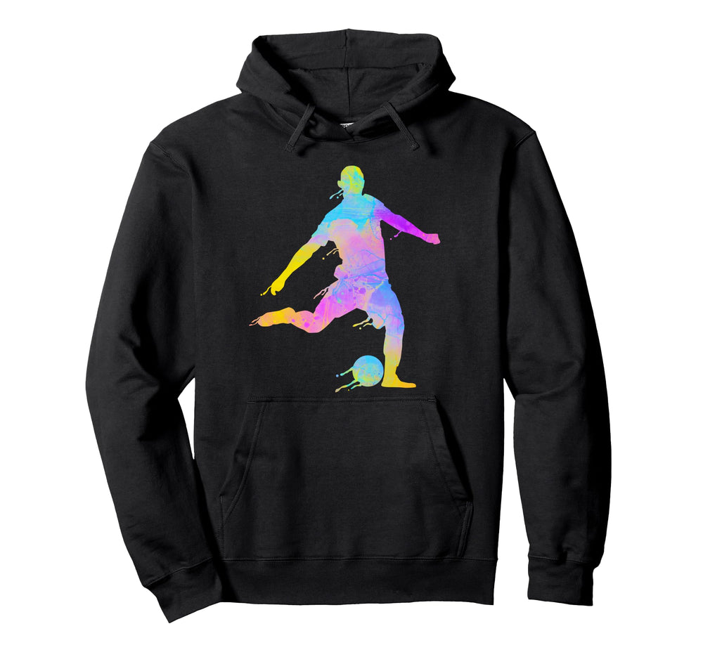 Soccer Player Colorful Paint Splashes Hoodie - Trendy Graphic Men Women