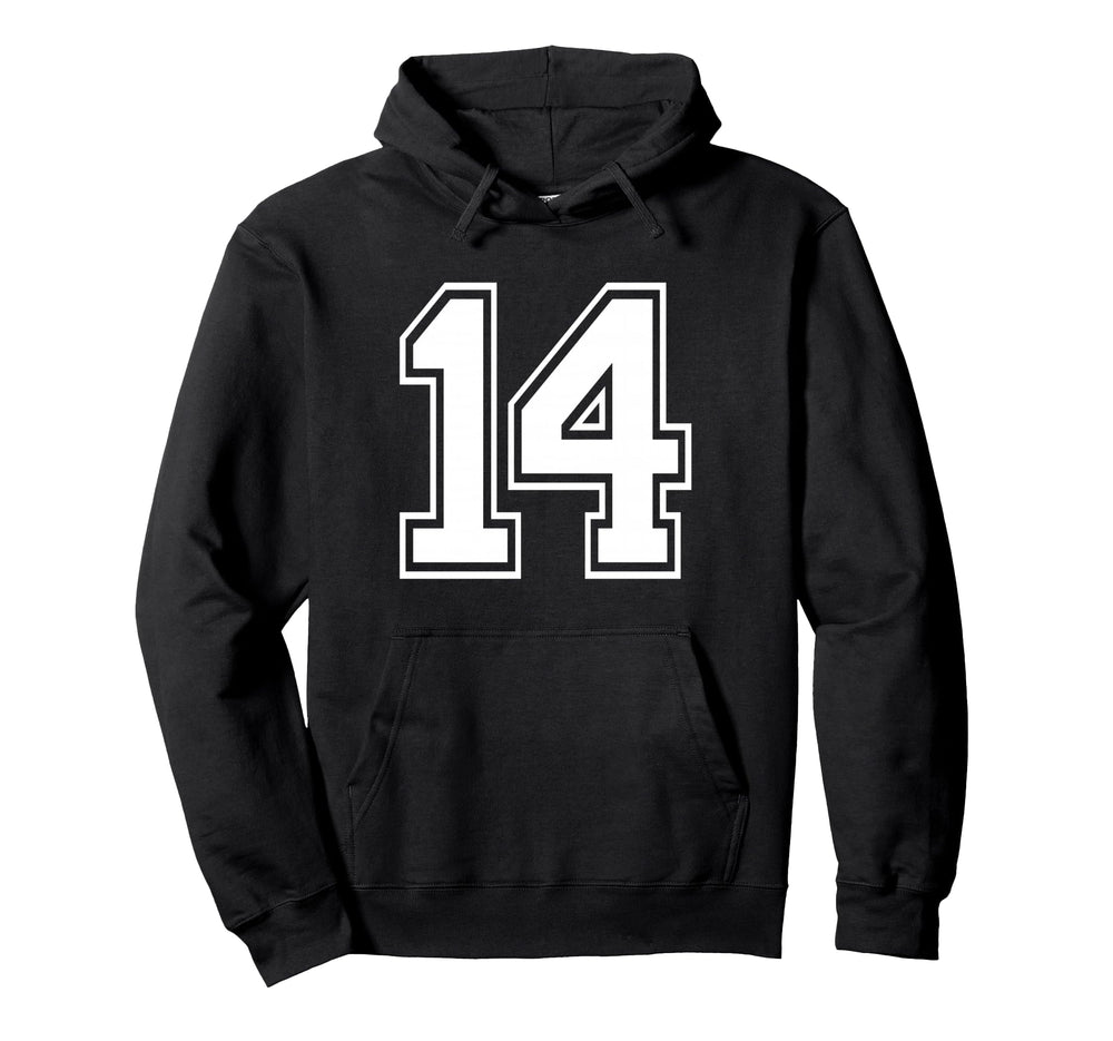 Number Fourteen 14 Sports Team Hoodie - Aesthetic Graphic Men Women