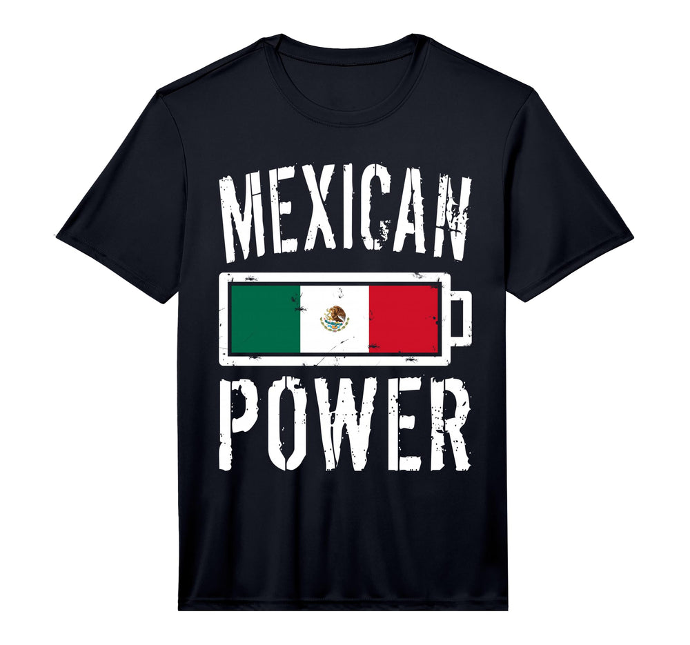 Mexico Flag Mexican Power Battery T-Shirt - Casual Everyday Wear Unisex