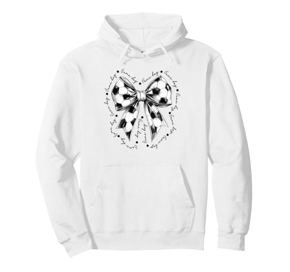 Preppy Game Day Soccer Coquette Bow Hoodie - Minimalist Print Unisex