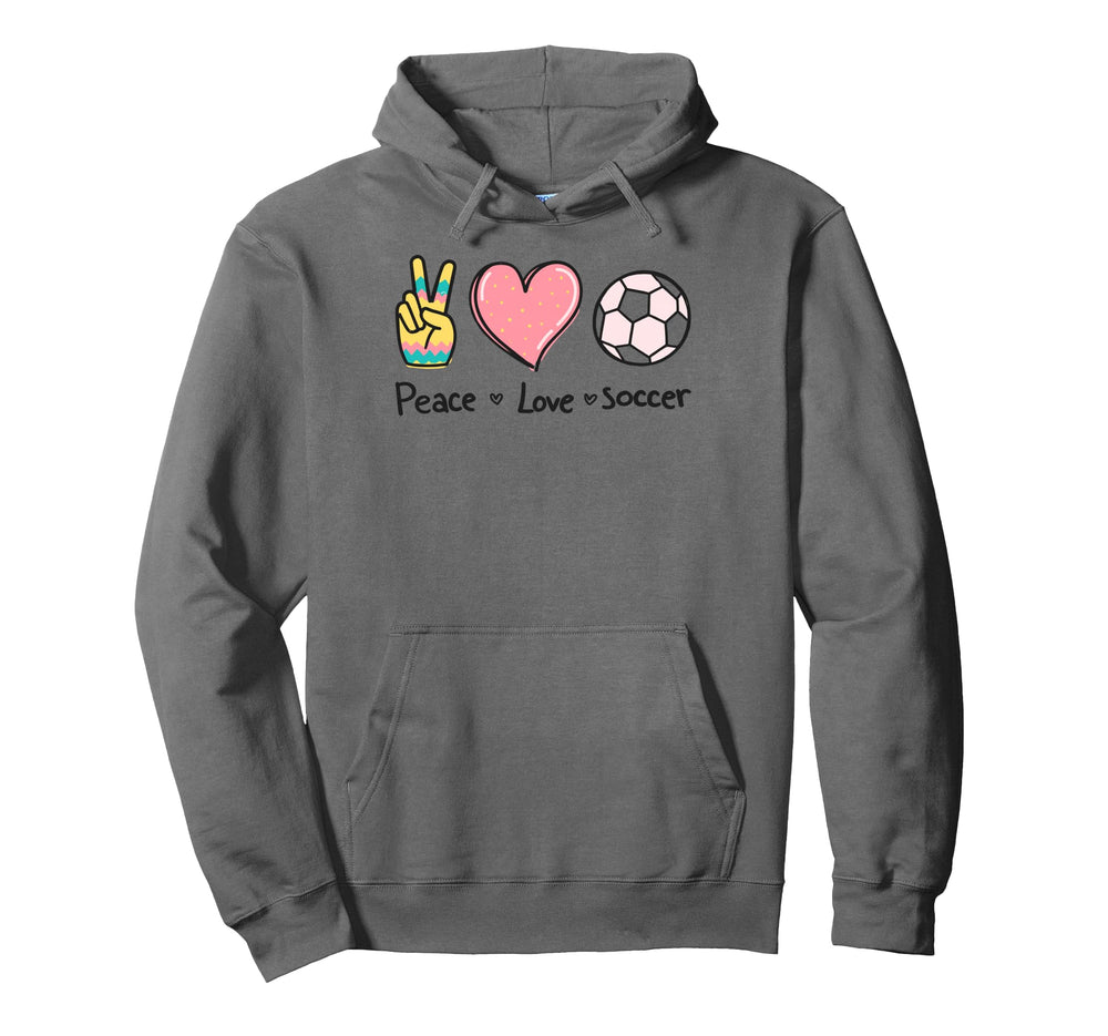 Peace Love Soccer Football Soccer Player Hoodie - Minimalist Print Unisex