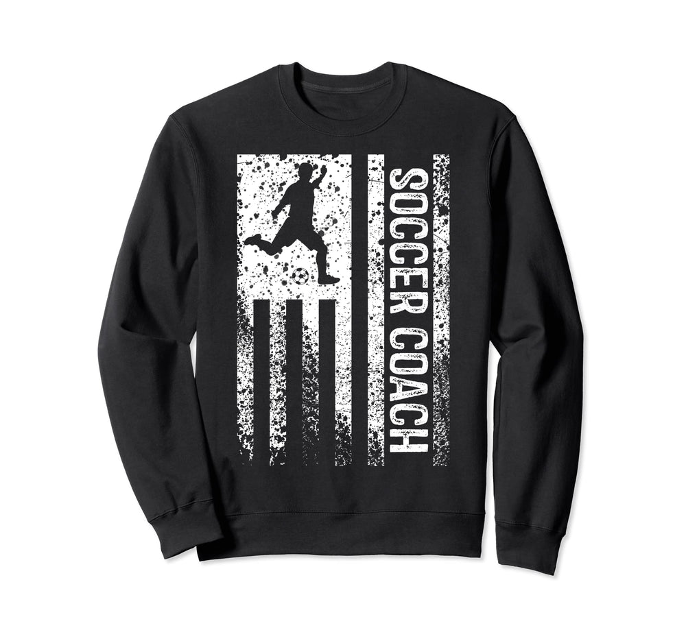 Soccer Coach Distressed American Flag Sweatshirt - Custom Art Print Unisex