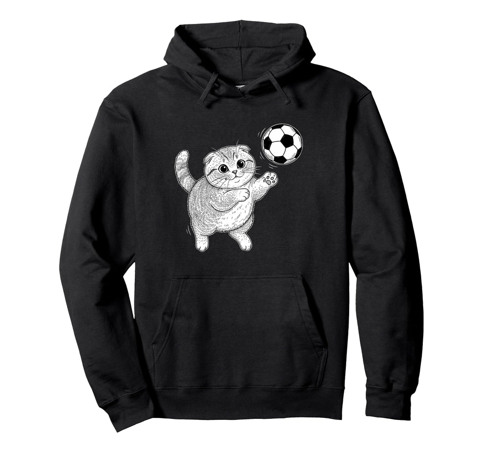 Soccer Kitten Playing Ball Funny Cat Hoodie - Fun Novelty Design Unisex