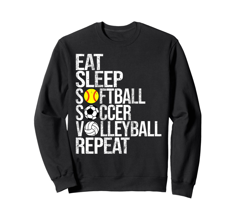 Eat Sleep Softball Soccer Sweatshirt - Custom Art Print for Adults