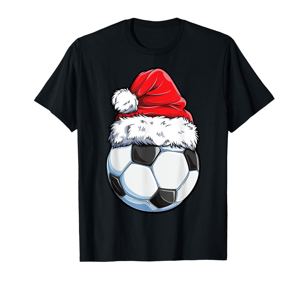 Soccer Ball Santa Hat Funny Sports T-Shirt - Custom Art Print Unisex