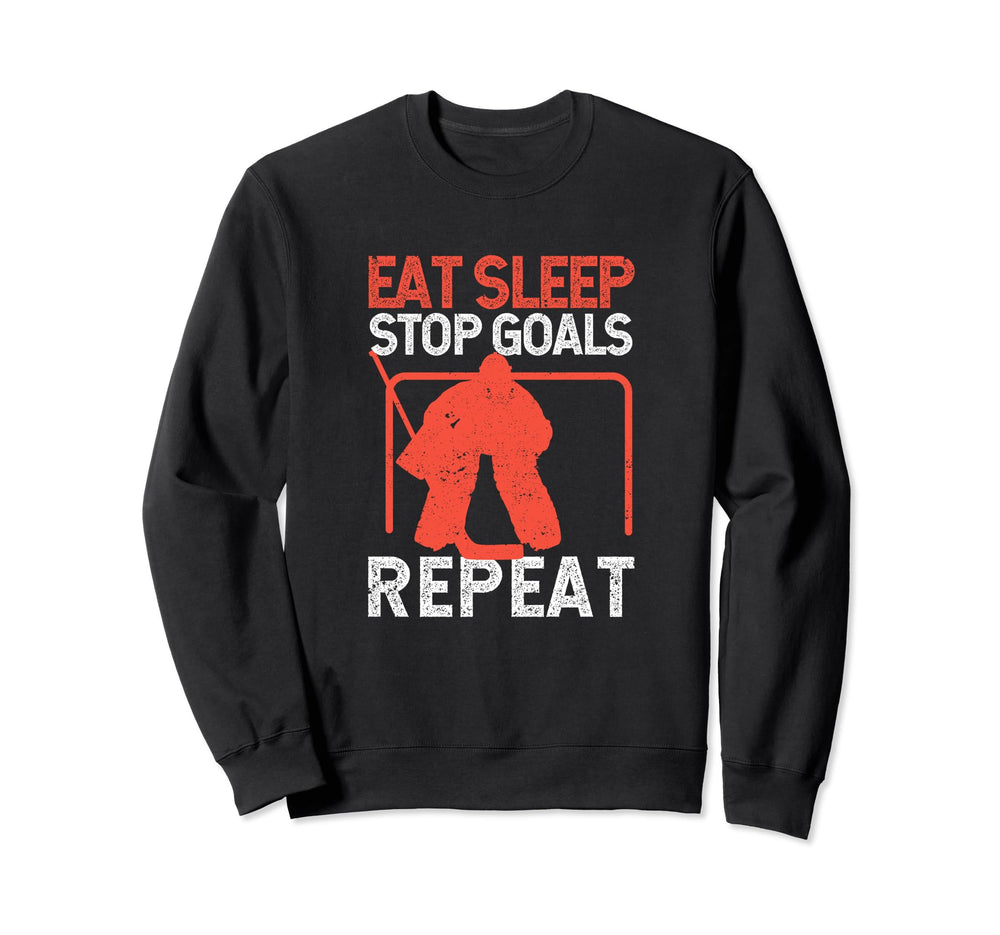Funny Goalie Soccer Ice Hockey Eat Sweatshirt - Minimalist Print Unisex