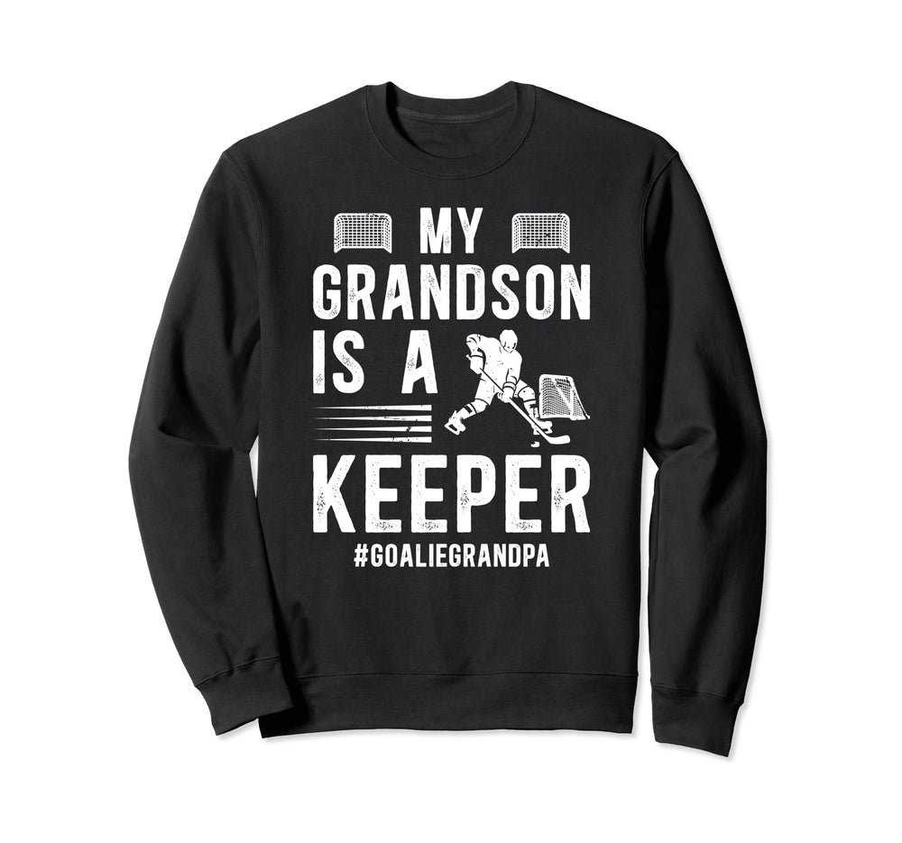My Grandson Hockey Goalie Grandpa Sweatshirt - Minimalist Print for Adults