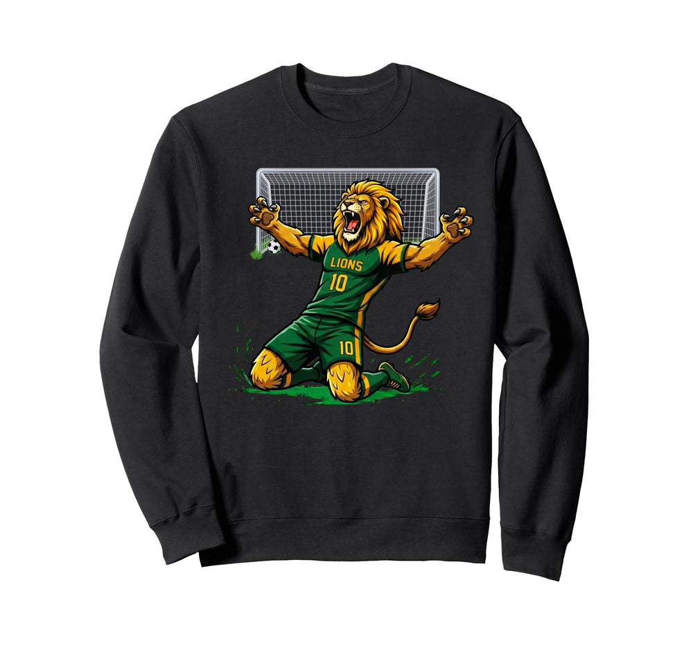 Lion Soccer Player Score Goal Sweatshirt - Streetwear Style for Adults
