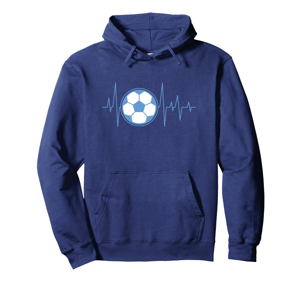 Funny Football Heartbeat Ekg Pulse Soccer Hoodie - Graphic Print Unisex