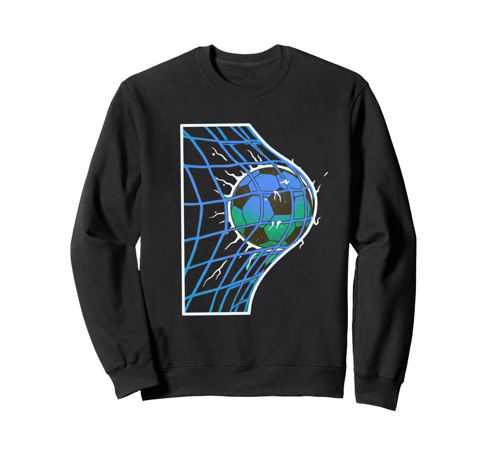 Soccer Ball Hitting Goal Net Sweatshirt - Casual Everyday Wear Men Women