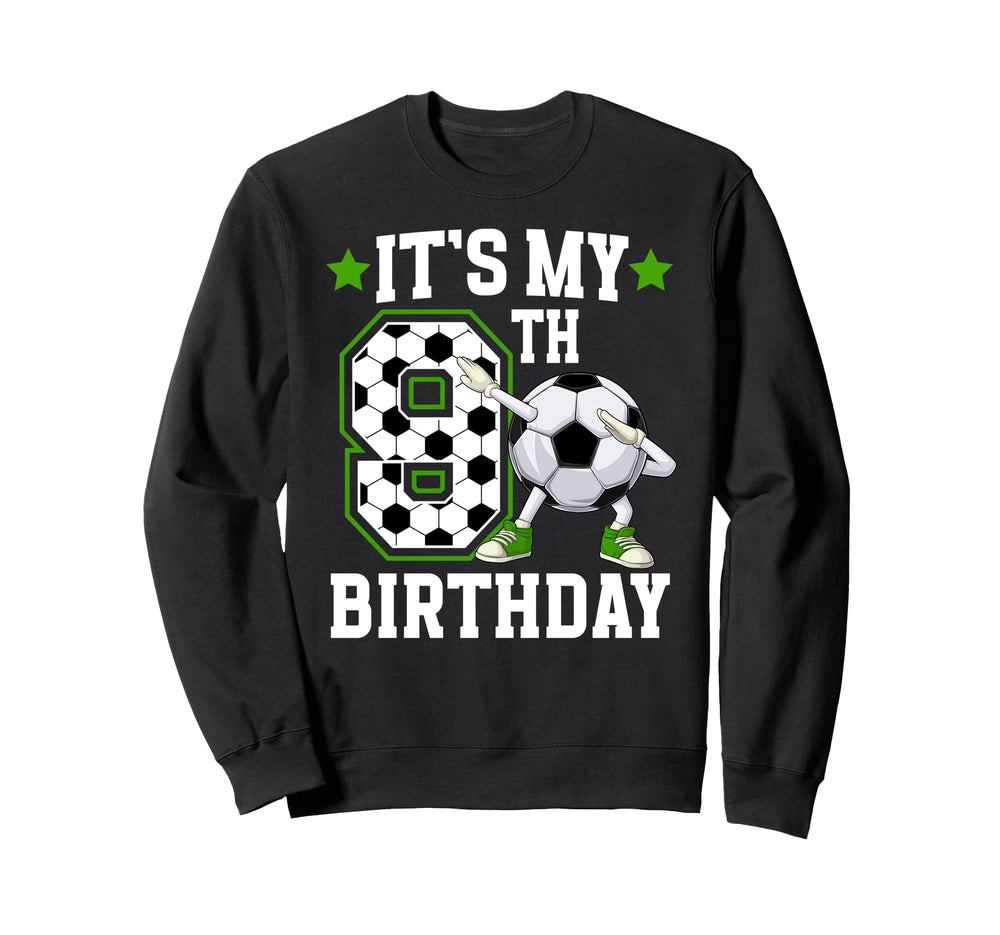 9Th Soccer Birthday Party 9 Year Old Sweatshirt - Graphic Print Unisex