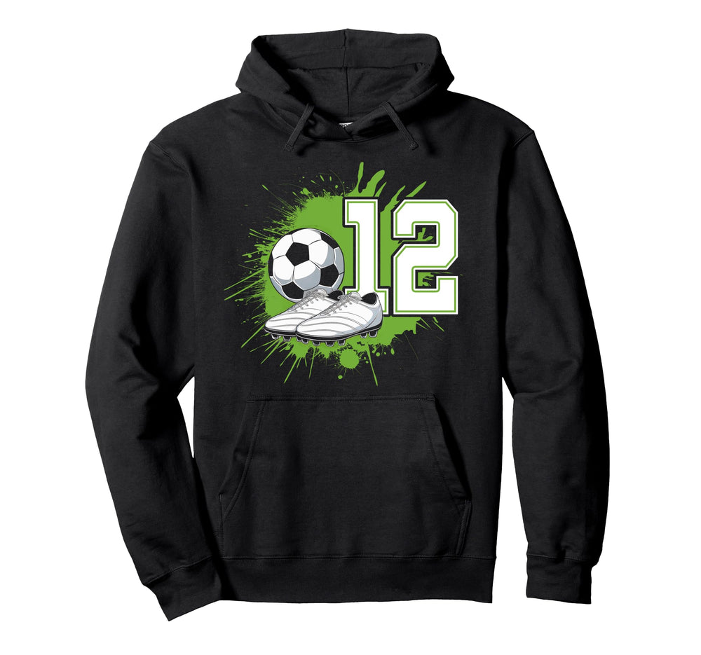 12 Soccer Birthday Gift Soccer Fan Hoodie - Minimalist Print Men Women
