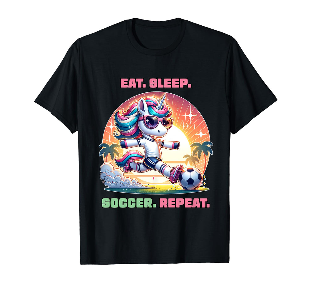 Eat Sleep Soccer Repeat Funny Soccer T-Shirt - Aesthetic Graphic Men Women