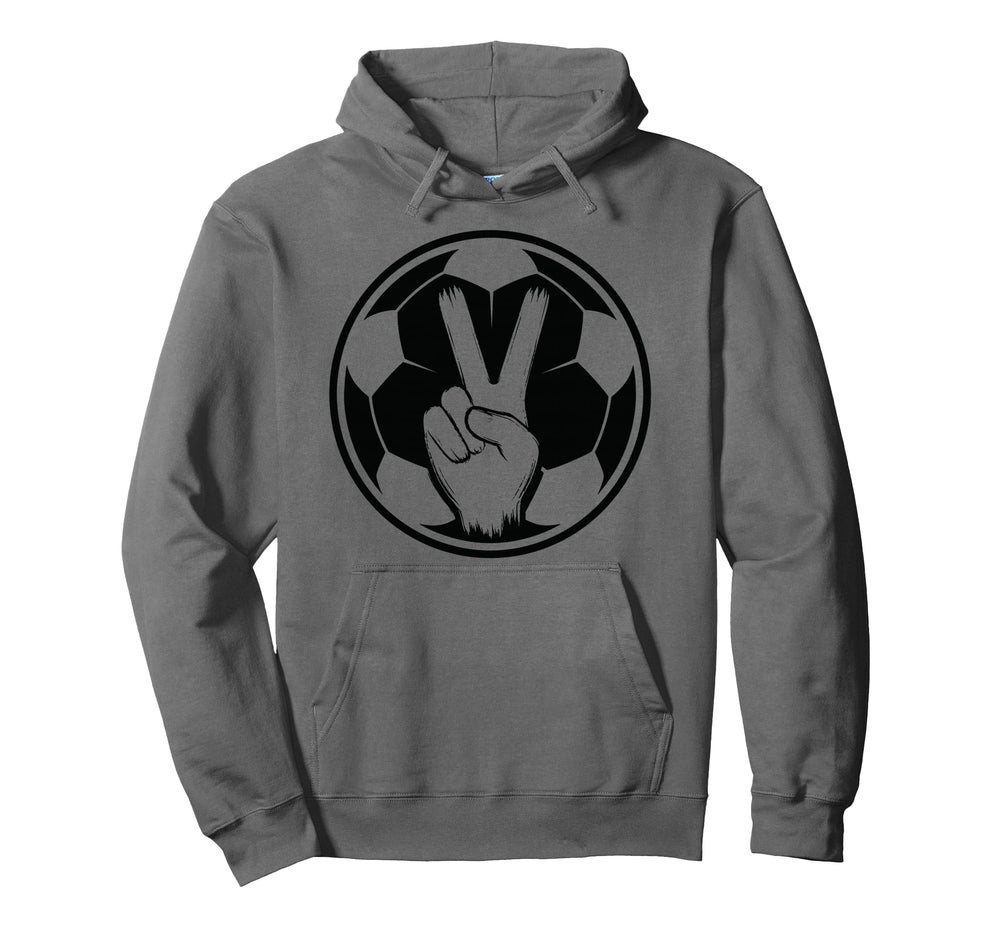 Soccer Peace Sign V Fingers Ball Hoodie - Unique Graphic for Adults