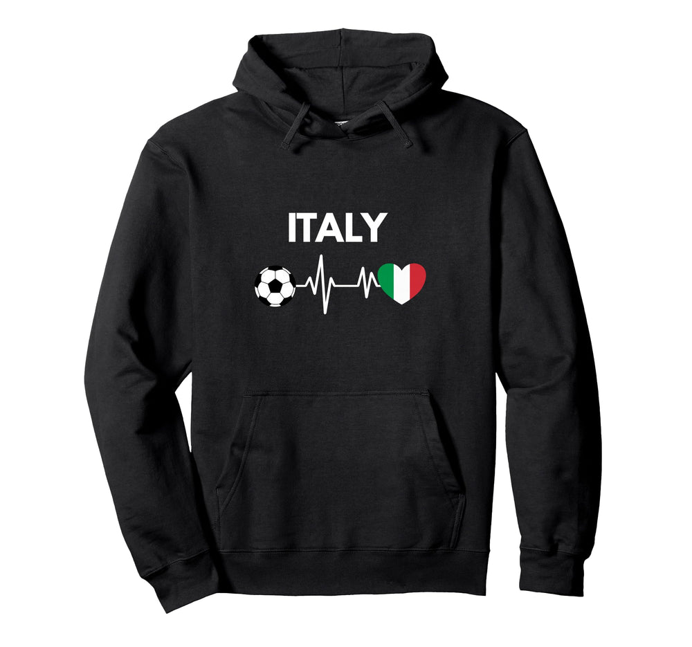 Italy Flag Heartbeat Soccer Hoodie - Graphic Print Unisex