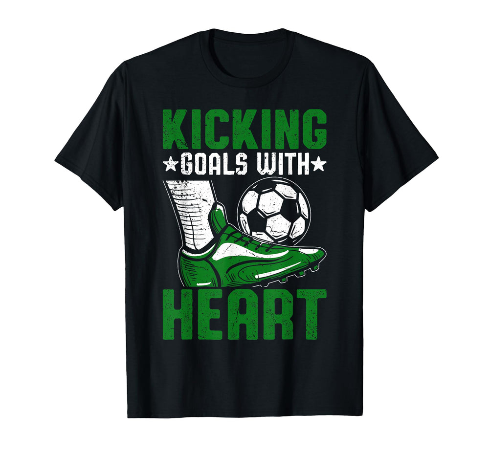 Soccer Kicking Goals Heart Player T-Shirt - Fun Novelty Design Men Women