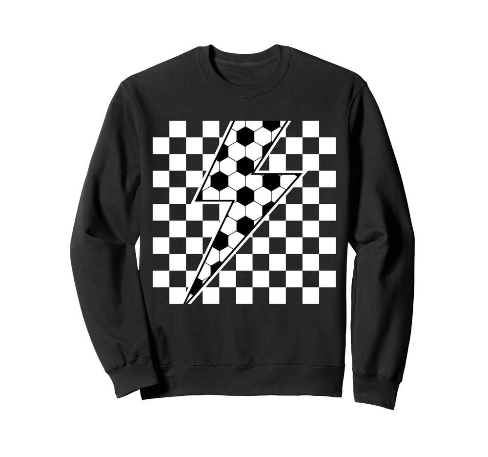 Lightning Bolt Checkered Aesthetic Sweatshirt - Fun Novelty Design Unisex