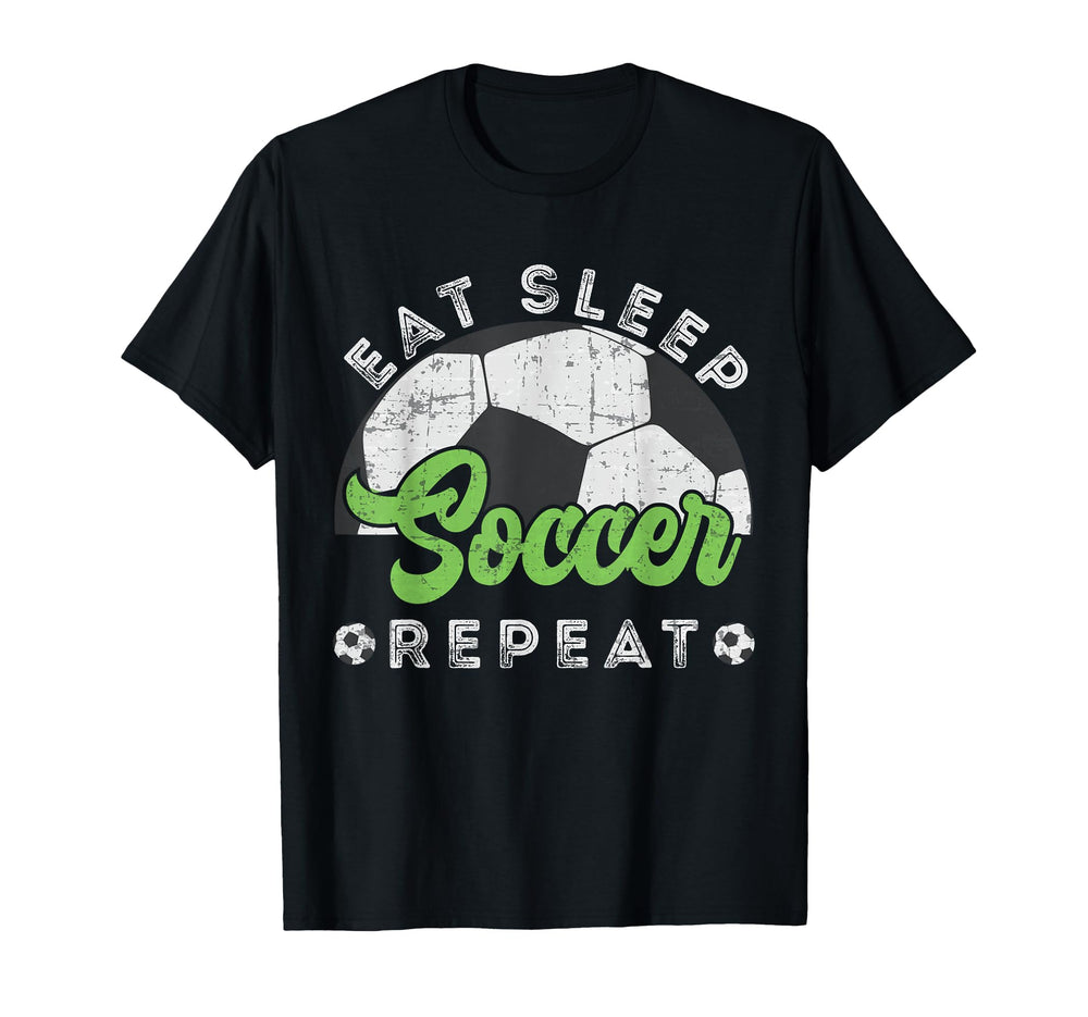Eat Sleep Soccer Repeat Distressed T-Shirt - Aesthetic Graphic Men Women